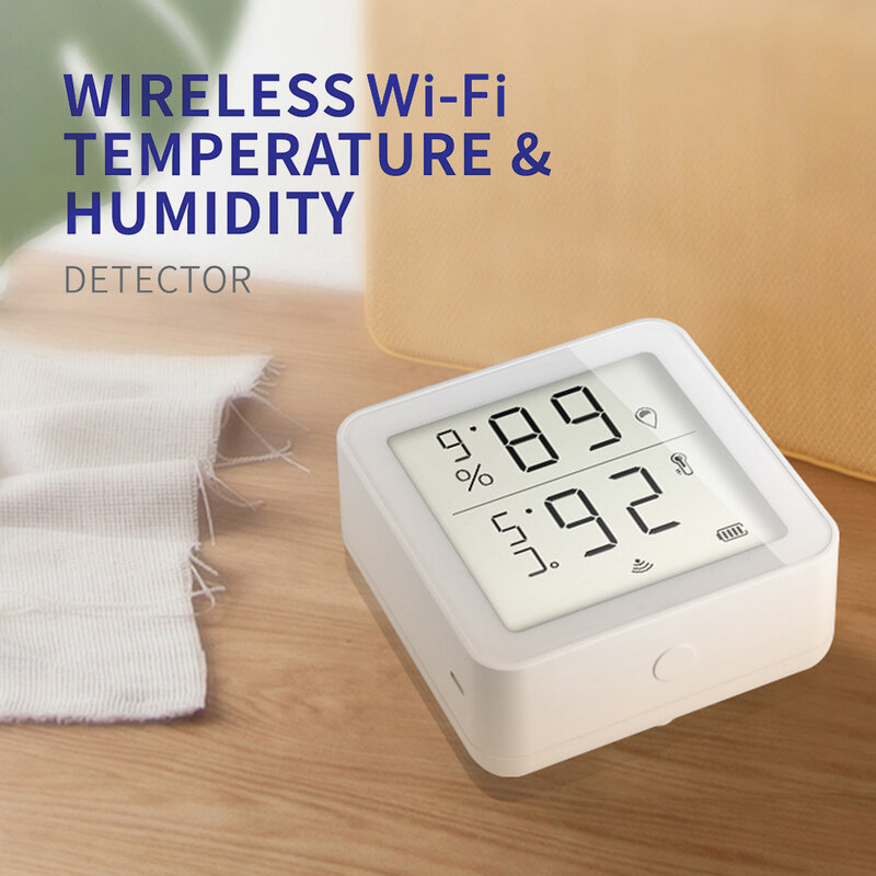 Awaywar tuya wifi sensor de temperatura e umidade higrômetro indoor termômetro detector suporte alexa google casa inteligente vida