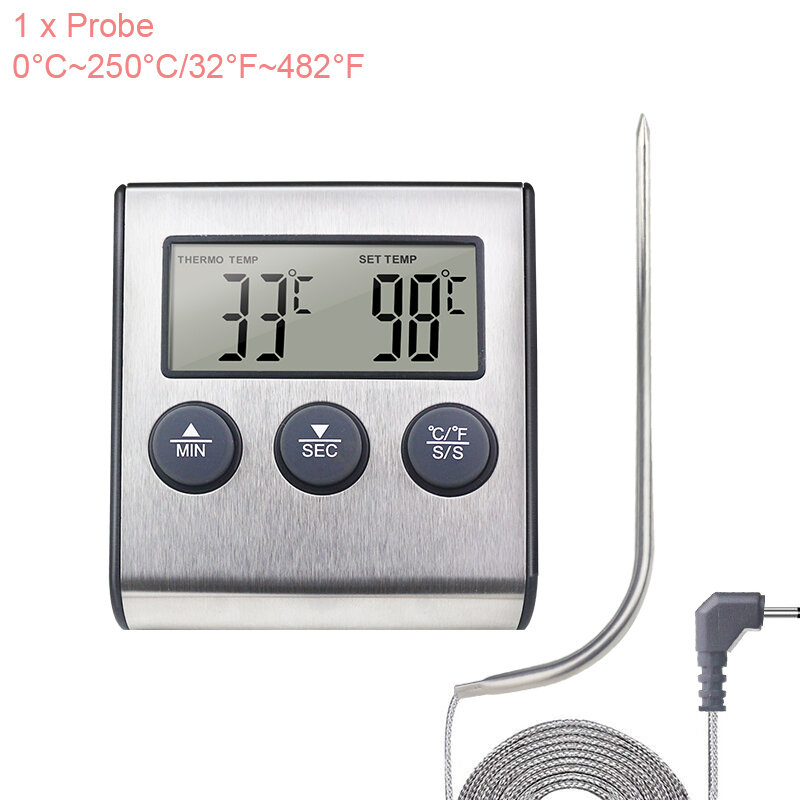 Termómetro Digital de cocina para carne, sonda de temperatura de acero inoxidable, resistente al agua, para horno, barbacoa