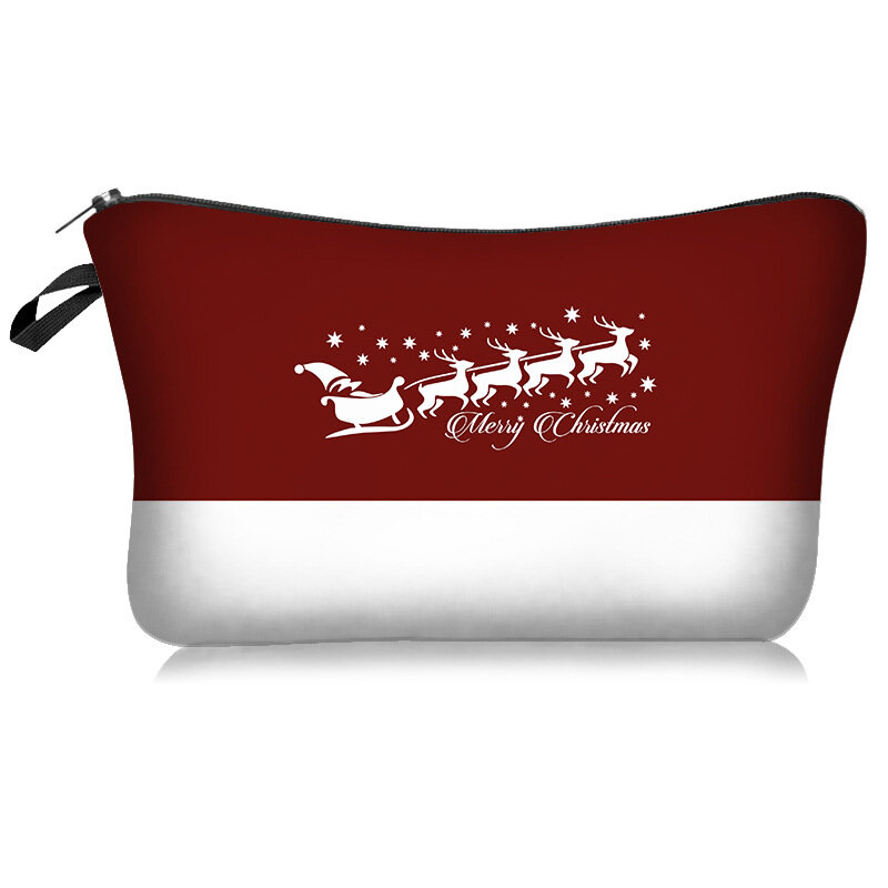 Merry Christmas Series Pattern Cosmetic Storage Bag Makeup Organizers Zipper Bags Portable Wash Bag Travel Handbag