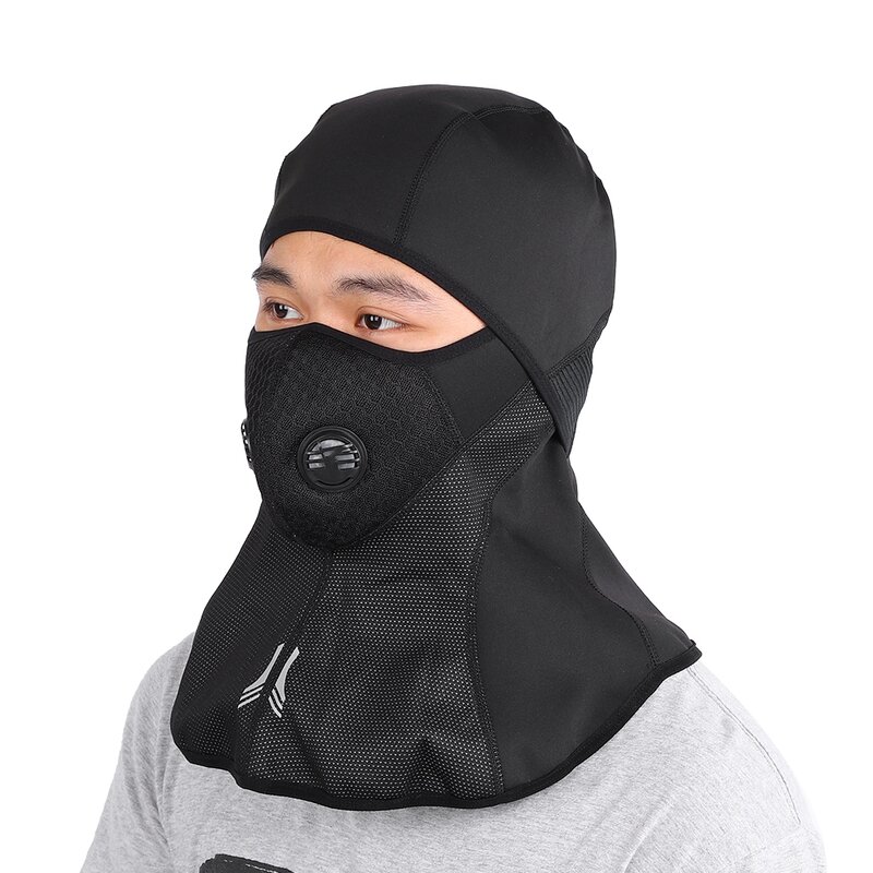 ผู้ชายผู้หญิงฤดูหนาว Windproof หน้ากากคออุ่นหัวเย็นสภาพอากาศ Face Hood ป้องกันใบหน้าหมวกสีดำ