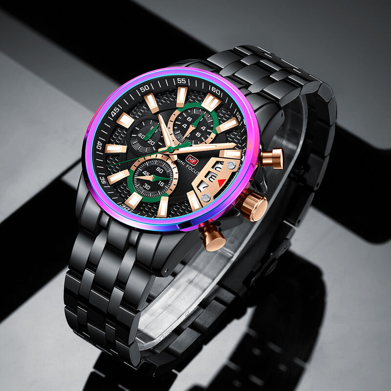 MINI FOCUS militare Steampunk orologio al quarzo impermeabile orologio da polso sportivo da uomo orologio cronografo maschile cintura in metallo regalo del ringraziamento