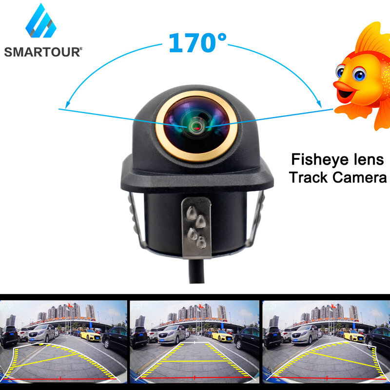 SMARTOUR – caméra de recul avec objectif Fisheye, pour voiture, avec suivi de la trajectoire dynamique, grand Angle de vue arrière, aide au stationnement, Vision nocturne