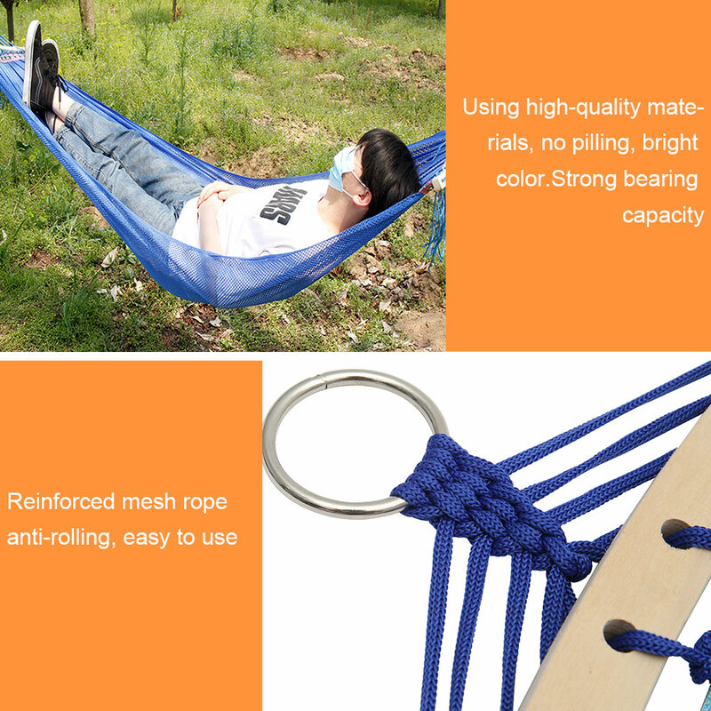 1PCS 260*130CM Ice Silk Bending Stick Hammock Blue Green for Adult Children Outdoor Garden Travel Camping Leisure Products