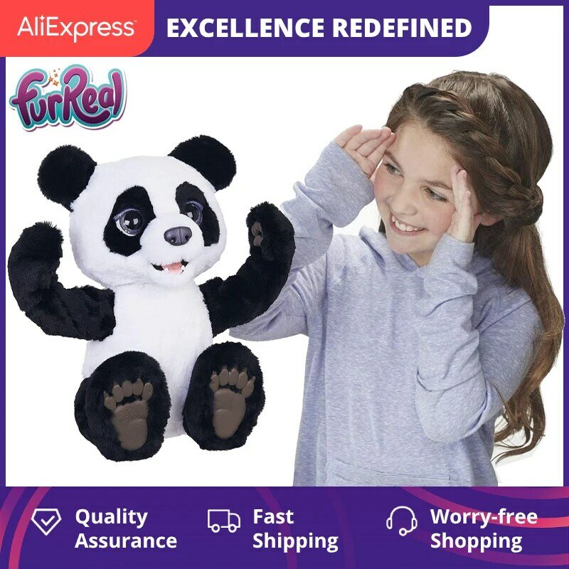 Peluches de felpa para niños y niñas, juguetes interactivos FurReal Plum Friends de 39cm para mascotas, Panda curioso, Cub