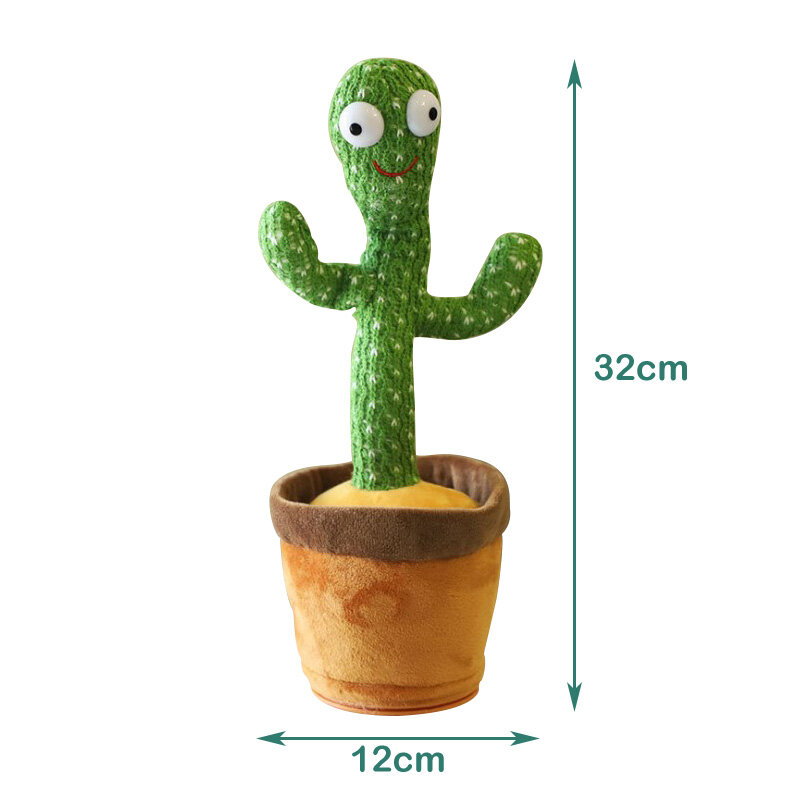 Kawaii Dancing Cactus Plush Toy Funny Can Learn To Speak Early Childhood Education Toy Luminescent Can Sing Plush Doll For Kids