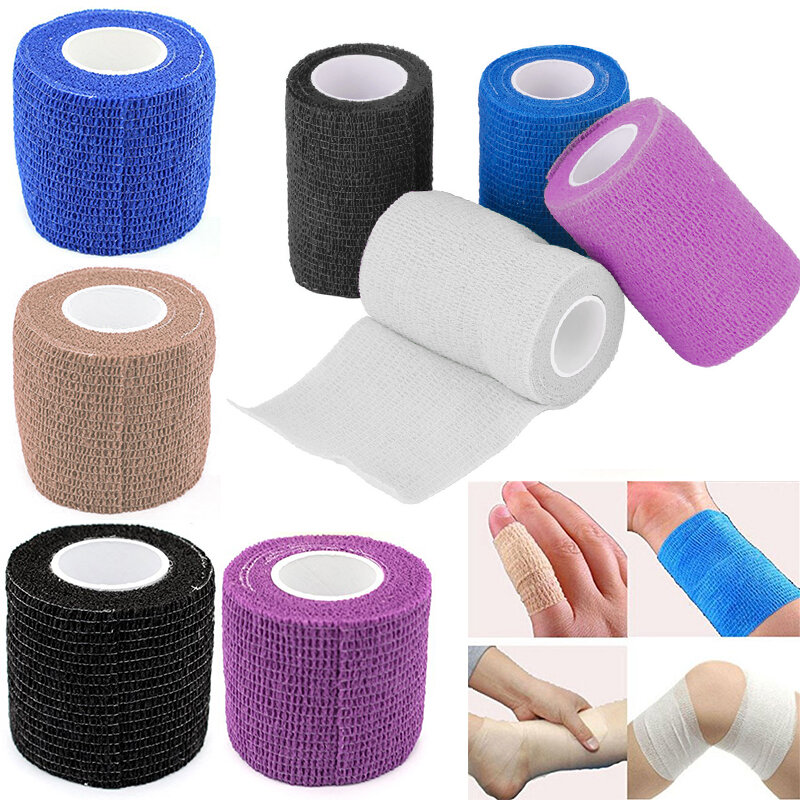 2.5cm * 5m bandagem muscular fita articulações dedo envoltório auto-adesivo elástico bandagem kit de primeiros socorros tratamento de cuidados de saúde