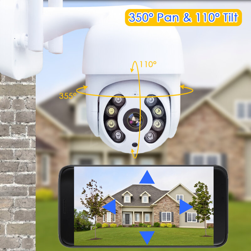 Caméra IP de sécurité 5MP WiFi 1080P Pan Tilt Caméra de surveillance CCTV extérieure à domicile ICsee 3MP Couleur Vision nocturne Détection de mouvement
