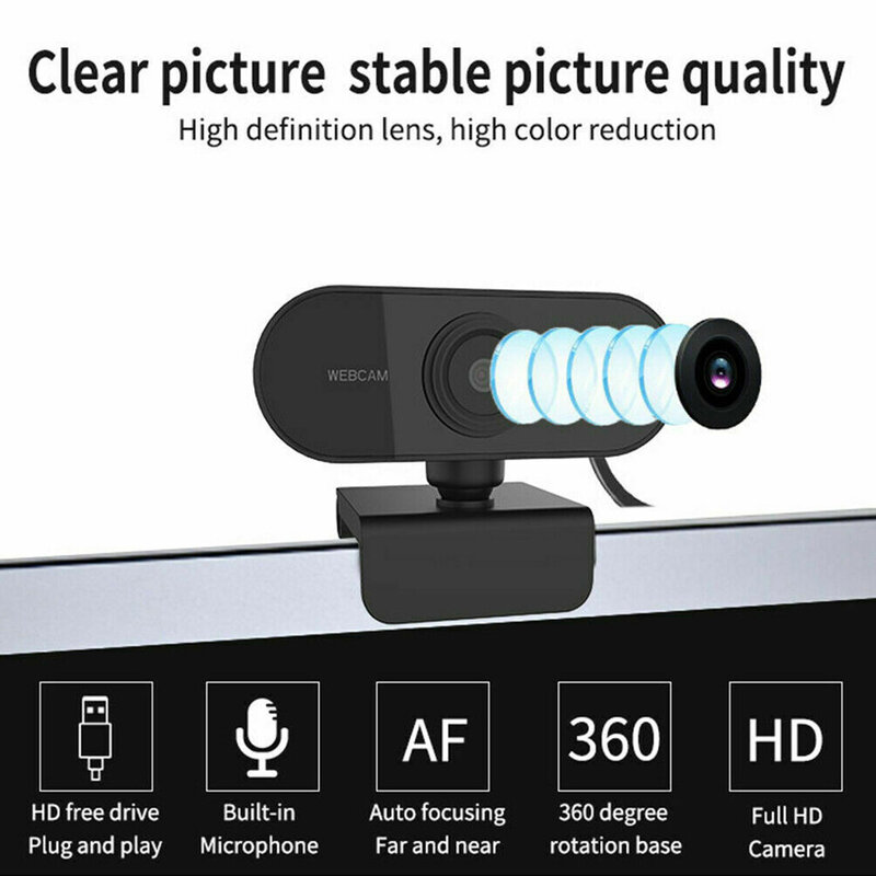 Nova câmera webcam com microfone, 2021 p, full hd, 1080p, usb, para pc, lives, chamadas de vídeo