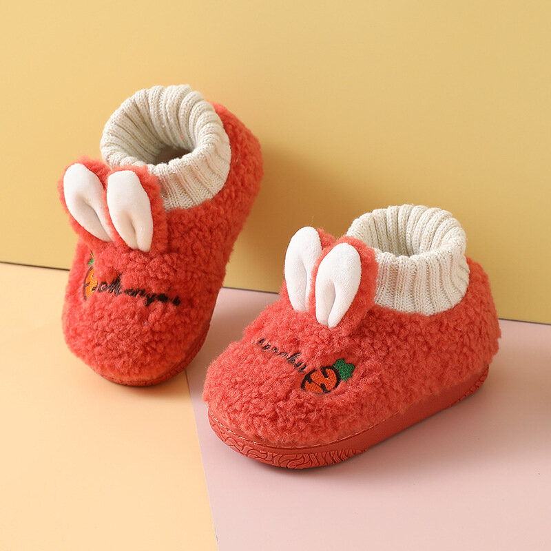 Zapatos de algodón para bebé, calzado antideslizante resistente al desgaste, cálido, con orejas de conejo, para otoño e invierno, 2021