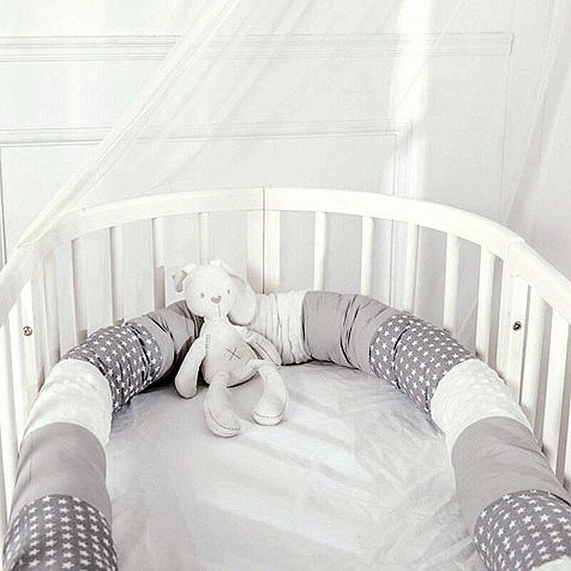Baby Bed Bumper for Crib Newborn Nodic Thick Soft Crib Protector Cotton Patchwork Cot Cushion Kid Infant Sleep Safe Room Decor