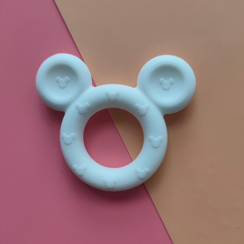 Anneau de dentition en silicone pour bébé, dessin animé Mickey, Animal rongeur, collier de dentition, jouet de qualité alimentaire, perles