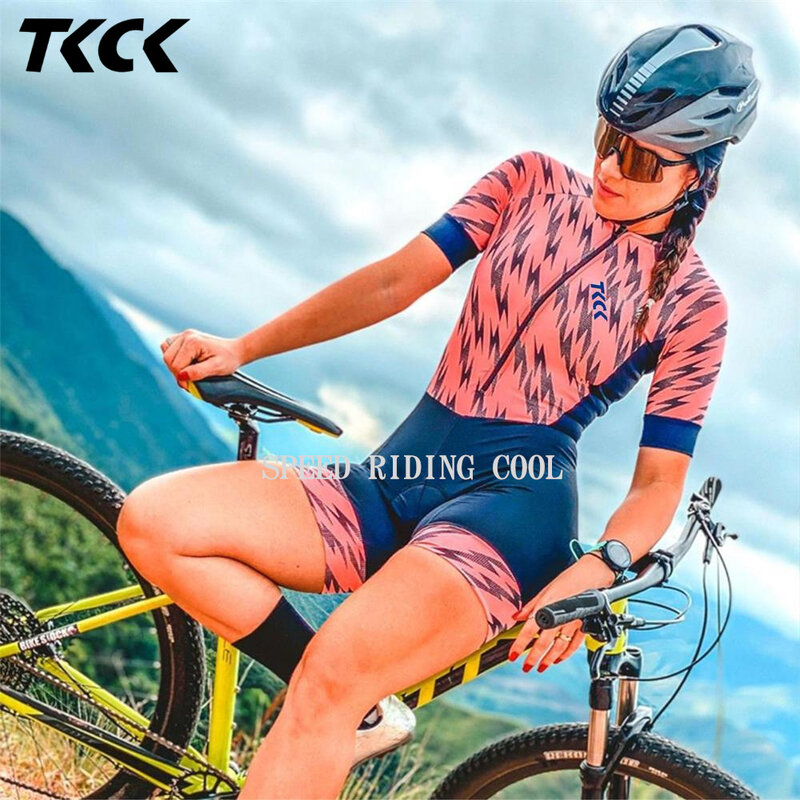 TKCK 2021Women's professional short-sleeved cycling Clothing Suit Sweat Shirt Clothing Ciclismo Racing Cycling Clothing Jumpsuit
