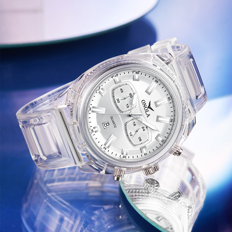 Transparent Plastic Men's watches ONOLA 2021 NEW Brand fashion dresse unique sport watch men women waterproof quartz mens watch