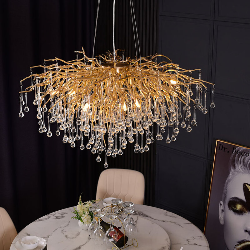 Luxo moderno de cristal led lustre iluminação para sala jantar cozinha lustres lâmpada decoração interior lustre teto