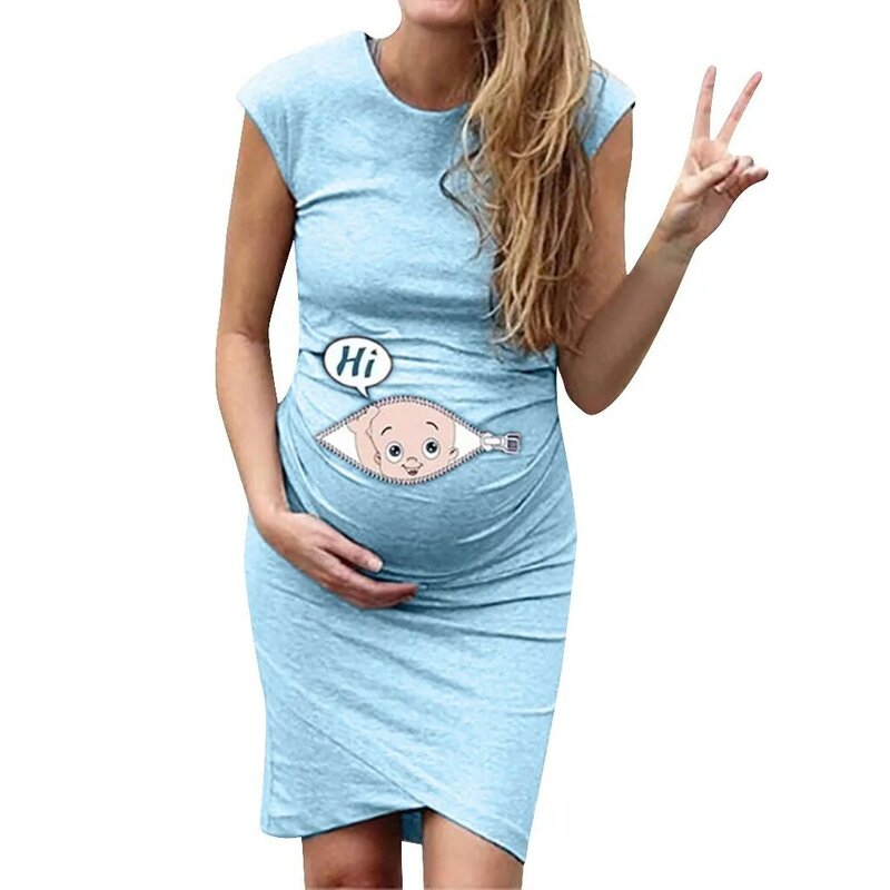Vestido de verano sin mangas para mujer, ropa de maternidad con estampado de letras y dibujos animados, 2020