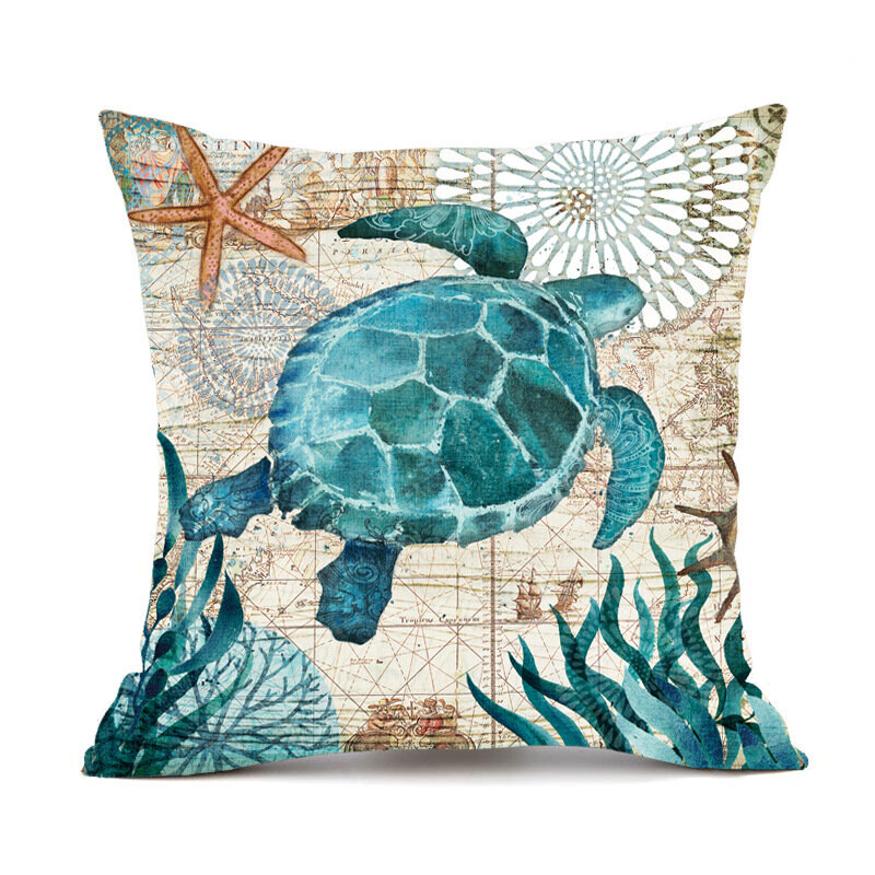 Taies d'oreiller décoratives en Polyester, motif tortue, hippocampe, baleine, poulpe, imprimé 3D, housse carrée à fermeture éclair, style 3