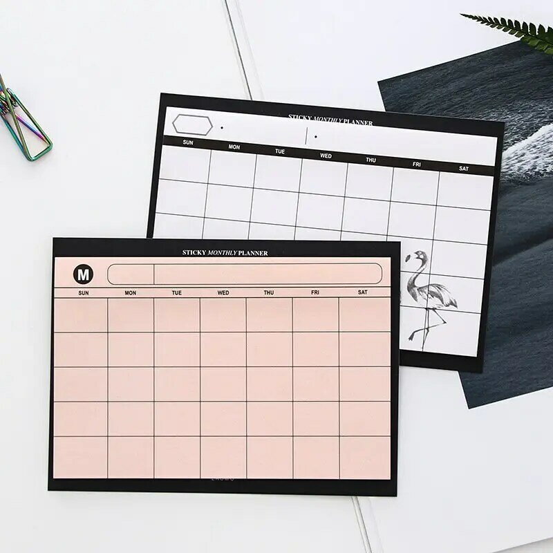 Flamingo organizador de mesa, bloco de notas para planejamento mensal, eficiência do trabalho, resumo do escritório material escolar
