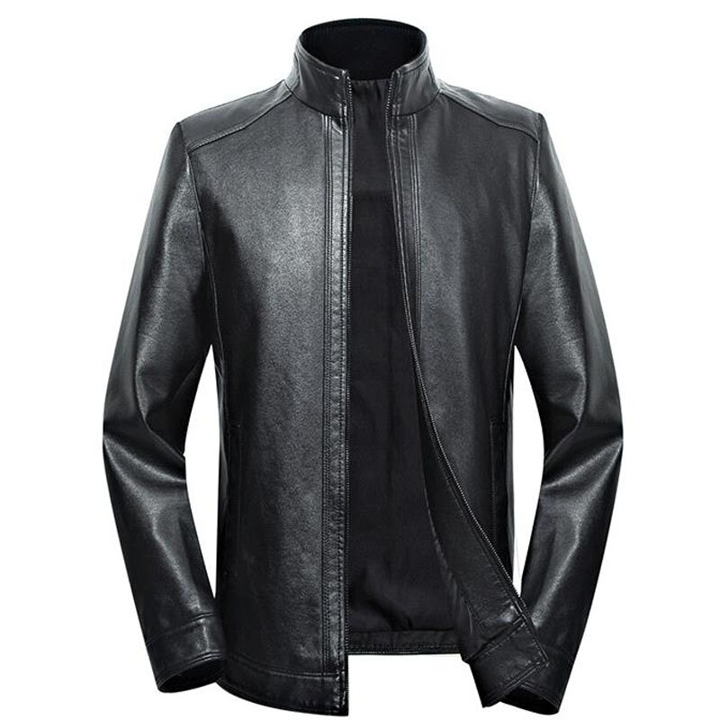 Plus size men split leather jacket 5XL 6XL 7XL 2021 spring and autumn zipper male sheepskin leather jacket father outwear P07