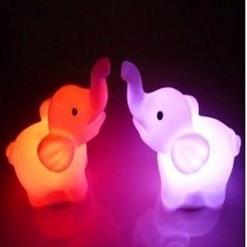 7 색상 변경 사랑스러운 코끼리 모양 LED 밤 빛 장식 촛불 램프 Nightlight 어린이 아이 선물