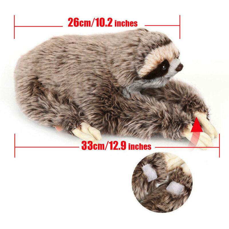 24Cm Premium Kehidupan Nyata Tiga Toed Sloth Animal Boneka Mewah atau Boneka Tangan Sloth Boneka Bayi Belajar Mainan untuk Anak-anak Hadiah Ulang Tahun