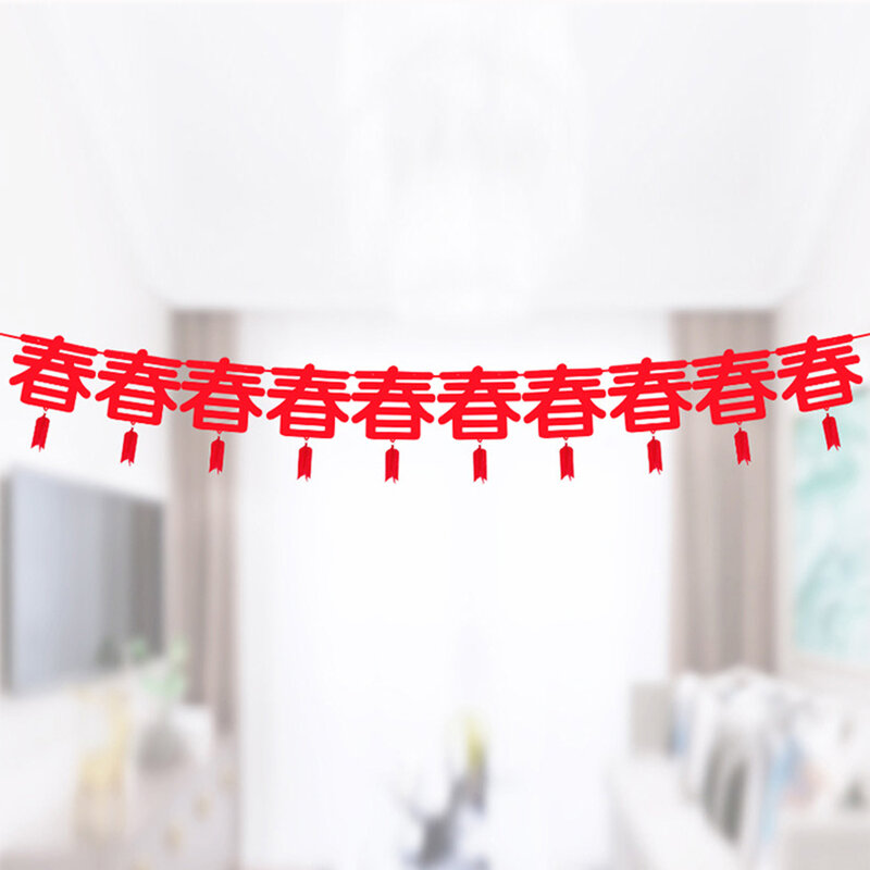 DIY Chinese New Year Traditional Spring Festival FU CHUN Banner Hanging Flags Ornament Spring Festival New Year Party Decoration