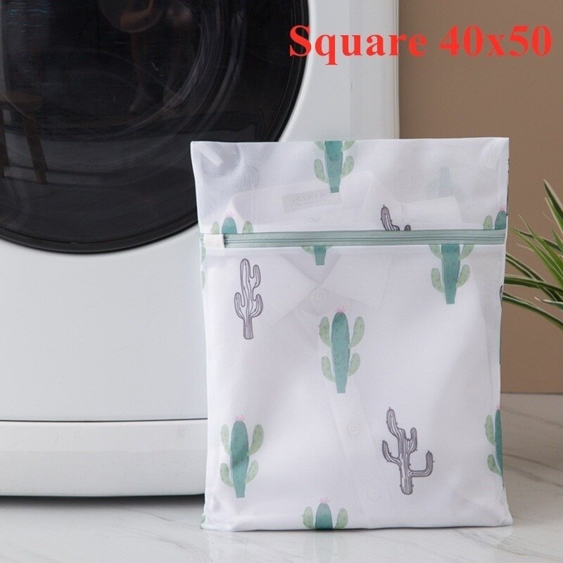 6 Kinds of White Fine Mesh Cactus Printing Laundry Bag, Bra Washing  Anti-deformation Thickening Polyester  Storage  Bag