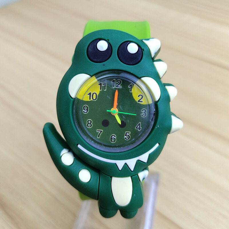 Reloj de cuarzo con forma de dinosaurio para niños y niñas, cronógrafo de pulsera sin botón, regalo de cumpleaños, 4 colores