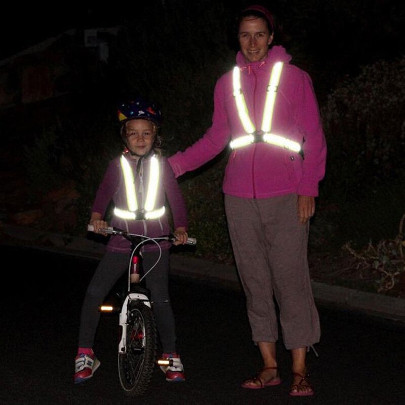 Tirantes reflectantes para correr de noche, ropa de montar, chaleco de seguridad ajustable, banda elástica para adultos y niños