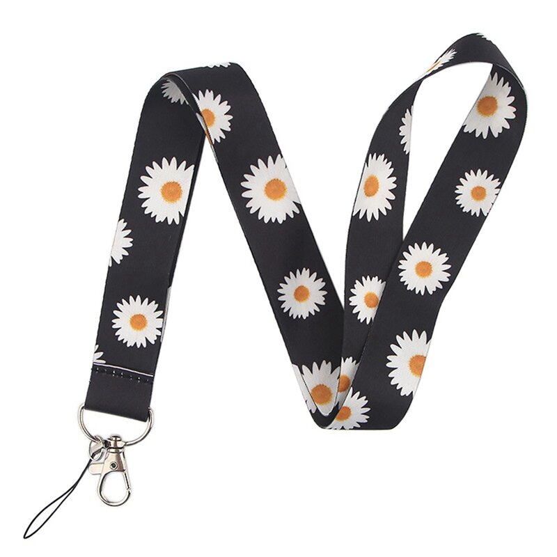 Colhedor de pescoço cinta pendurar corda margarida flor colhedores para chaves para amigos telefone estudante badge suportes chaveiros
