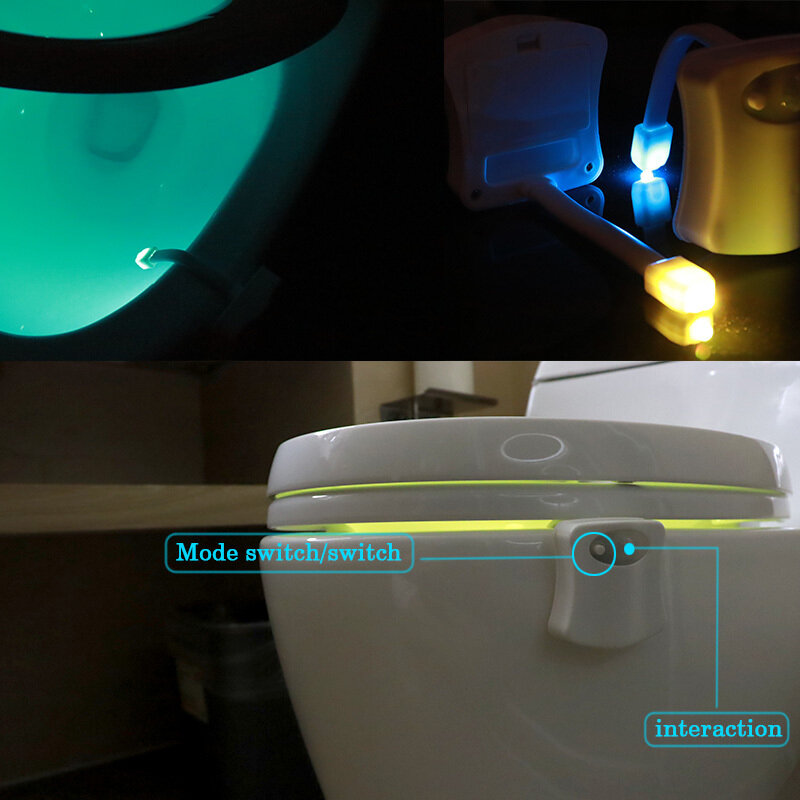 Sensor de movimento inteligente luminaria lâmpada led assento do vaso sanitário luz da noite 16 cores à prova dwaterproof água luz de fundo para wc tigela wc luzes