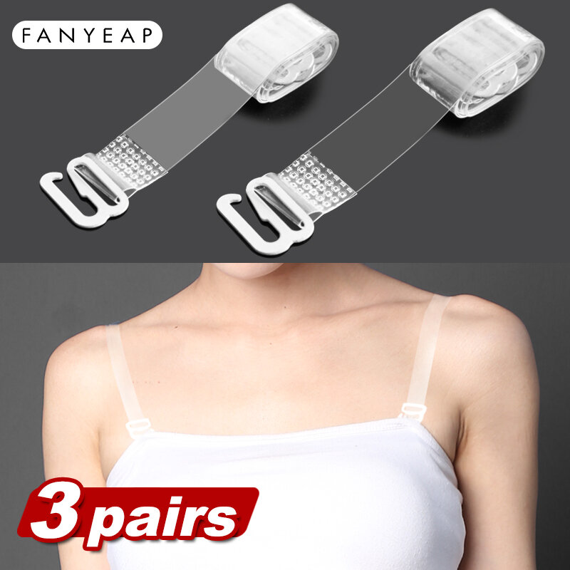 Women Anti Slip Bra Strap Double-shoulder Holder Buckle Belt With Back Hasp Elastic Transparent Silicone Adjustable Invisible St