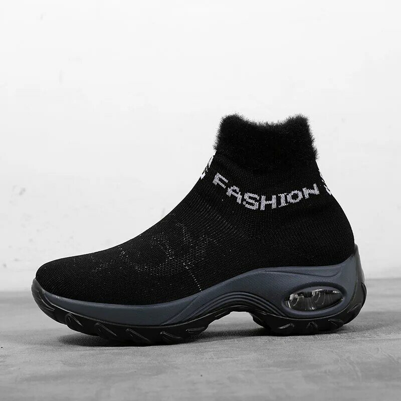 2021ผู้หญิงใหม่รองเท้าแฟชั่น Air Cushion รองเท้าผ้าใบความอบอุ่นถุงเท้ากีฬาสบายสุภาพสตรี