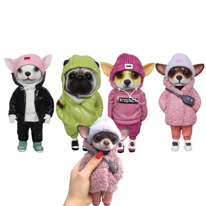 Handmade Dolls Simulation Standing Dog Doll Resin Toy Figure Holiday Gifts Toy Ornaments Home Decor Christmas Decorations 2022