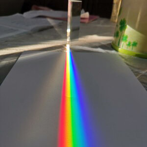 レインボー三角ガラス25x80mm,光スペクトルを教えるための直角反射プリズム