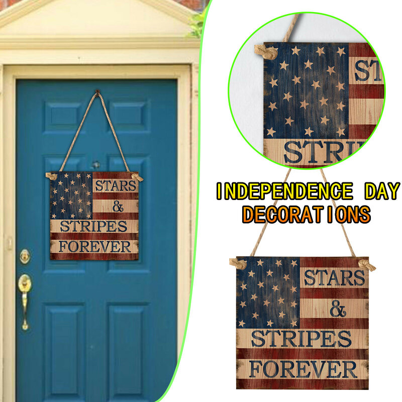 Home Decoration Accessories Independence Day Wooden Pendant Wooden Pendant Home Window Hotel Decoration Wall Decor