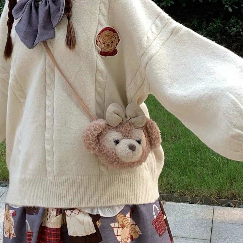 Borsa a tracolla orso simpatico cartone animato bambini peluche JK borsa Lolita borsa portamonete borsa carina femminile borse per trucco borsa per rossetto