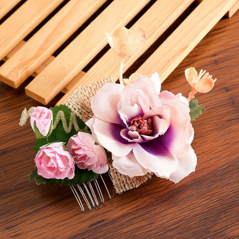 MOLANS 2020 nouveau peigne à cheveux fleur pour les baies de mariée chapeaux floraux exquis Rose feuille Clip accessoires de mariage