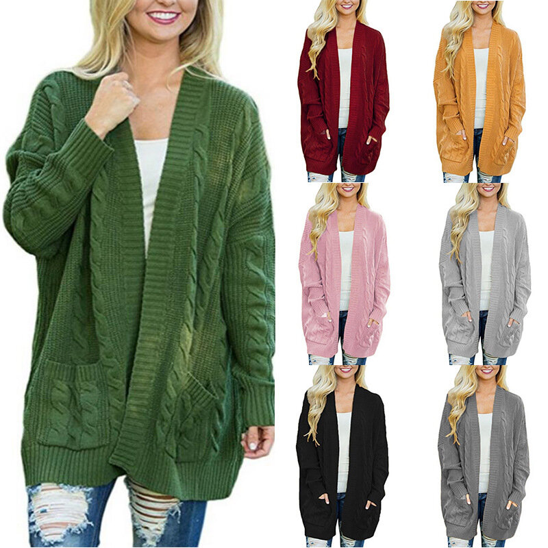 2022 Lazy v-neck oversize long Sweater cardigans jacket coat new women thick sweater Korea cardigan jacket coat outwear TOP