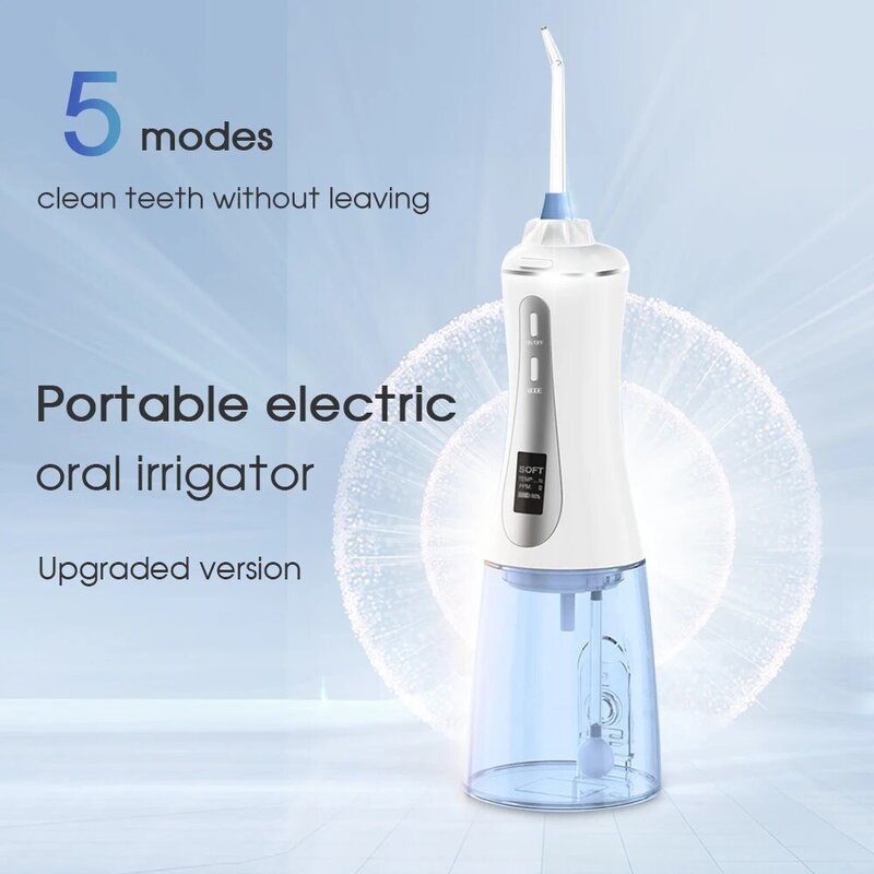 [Boi] tela lcd 5 modo 350ml tanque de água recarregável usb floss para dentes dentários falsos jato limpador elétrico irrigador oral