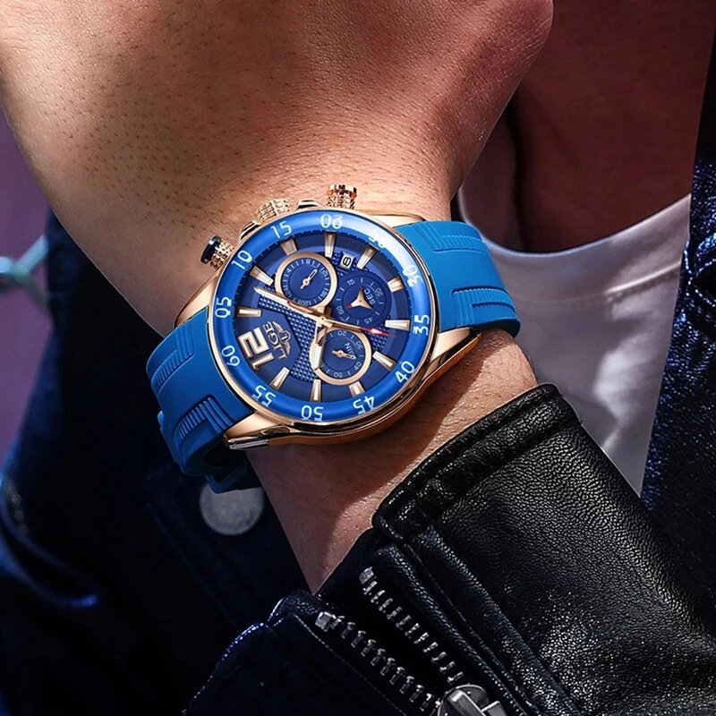 LIGE – montre-bracelet de Sport Hardlex pour hommes, étanche, multifonction, à Quartz, chronographe, calendrier
