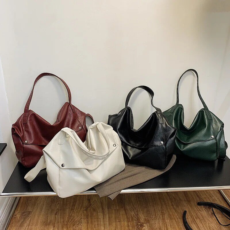 Large Capacity Shoulder Bags for Women Luxury Soft Leather Messenger Bag Vintage Big Ladies Crossbody Bags Casual Tote Handbags