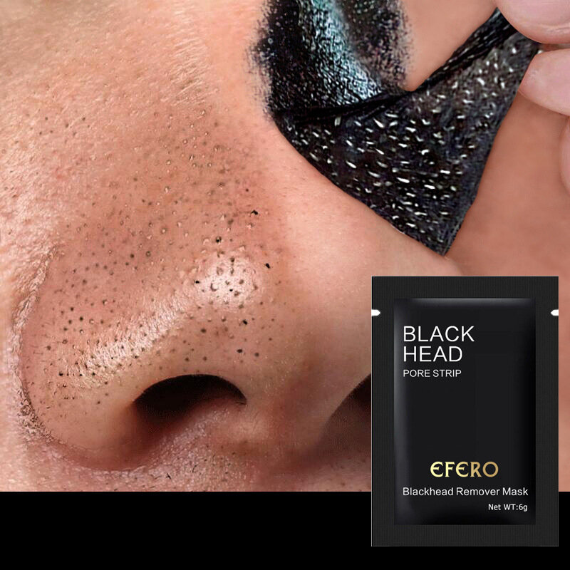 Efero 1/2/5 pces nariz máscara facial removedor de cravo rosto pacote descascar fora preto cabeça acne tratamentos carvão máscara limpa profunda tslm2
