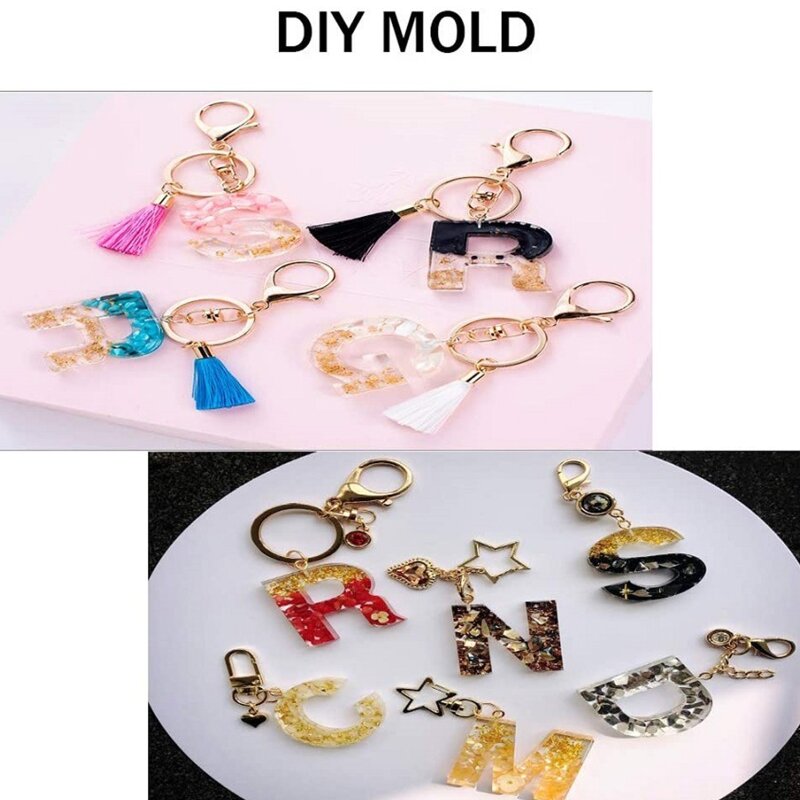 DIY Alphabet Resin Mold Letter Number Keychain Pendant Silicone Mould Handmade Crafts Jewelry Making Tool Epoxy Resin Molds Set