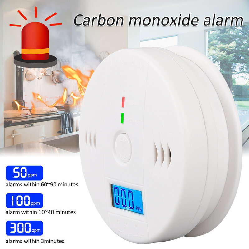 CO Sensor Work Alone BuiltIn 85dB Siren Sound Independent Carbon Monoxide Poisoning Warning Alarm Detector Carbon Monoxide Alarm