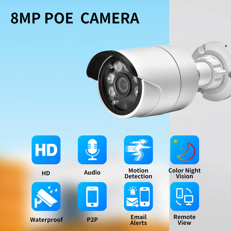 H.265 غادينان 8MP 4K IP كاميرا الوجه كشف اللون ليلة في الهواء الطلق فيديو مراقبة مصدر الضوء المزدوج الأمن الرئيسية كاميرا تلفزيونات الدوائر المغلقة