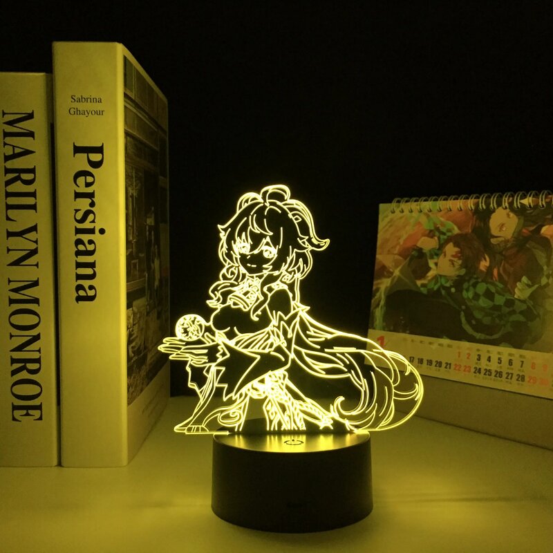 Genshin-figura de impacto Gan Yu 3D, lámpara LED para decoración de dormitorio infantil, regalo de cumpleaños para habitación, luz LED de impacto Genshin