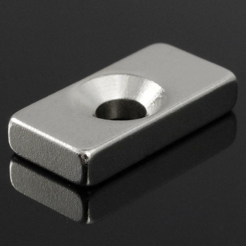 10Pcs 20x10x4mm Cuboid 4mm Hole N52 Super Strong Rare Earth Magnets DIY Tool
