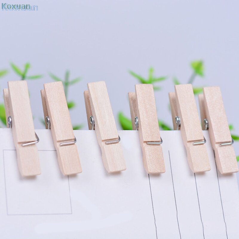 50 Pcs Wooden Clips Mini 25mm Natural Photo Clips Clothespin DIY Wedding Party Wooden Clip Clips Pegs