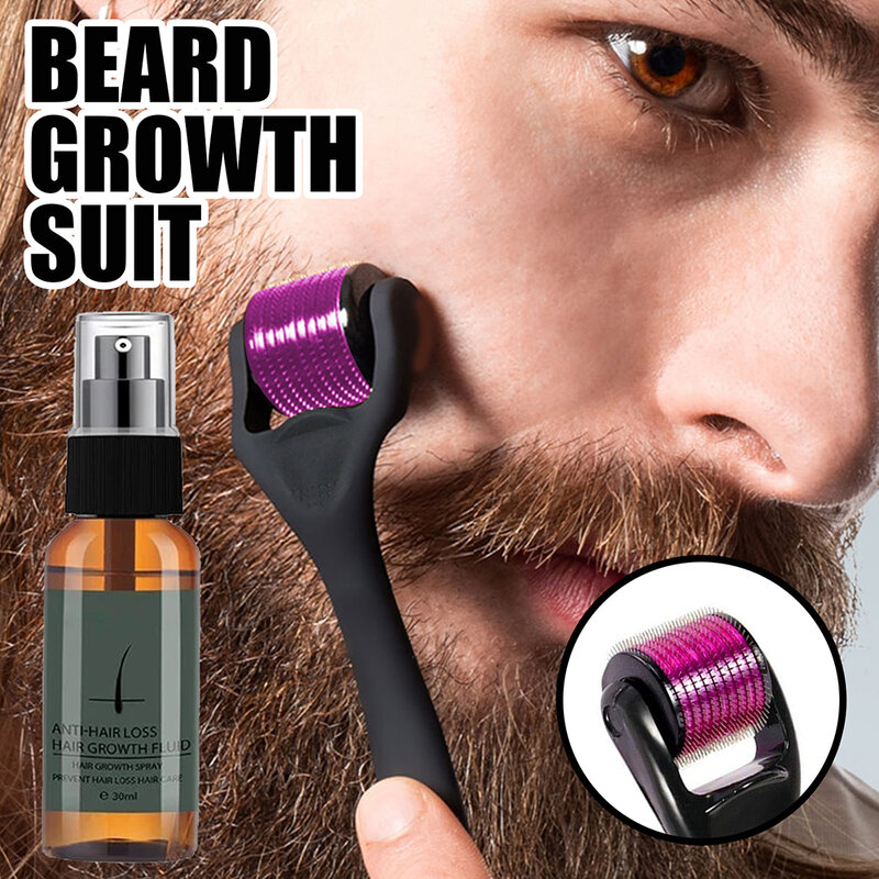 Juego de pulverizador Natural para el crecimiento de la barba para hombre, Spray hidratante nutritivo y cuidado de la barba, potenciador de crecimiento rápido, mantenimiento