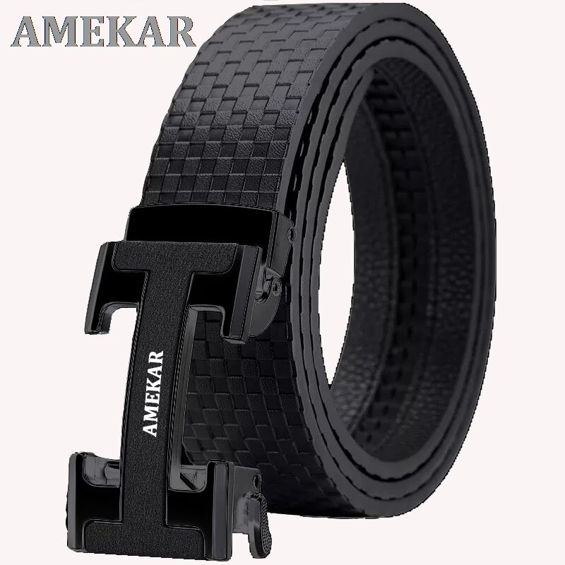 Male leather belt fashion tide shaped automatic buckle young male pure leather belt Pants